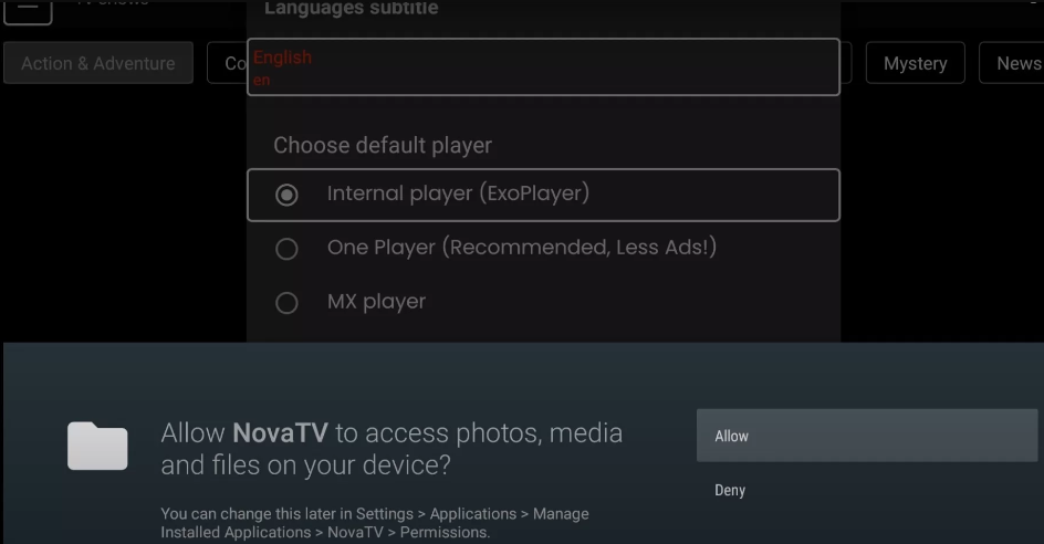 Click Allow to access the storage of your device