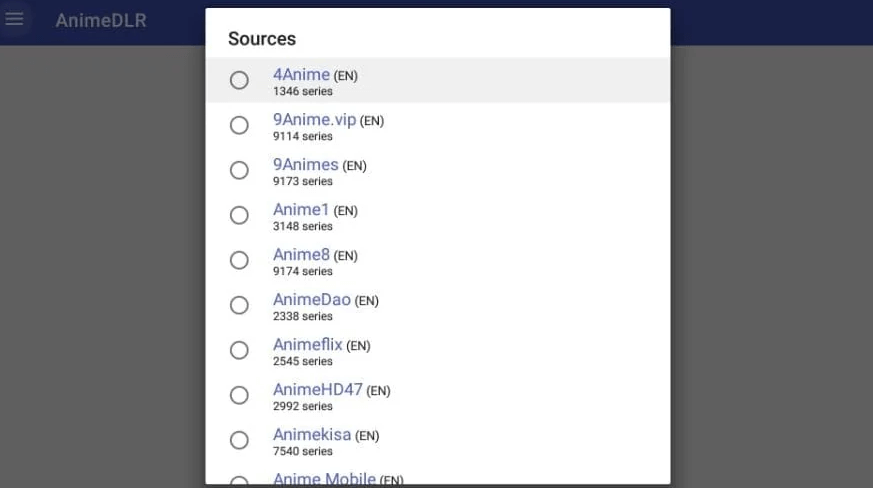 AnimeDLR APK- Select Sources