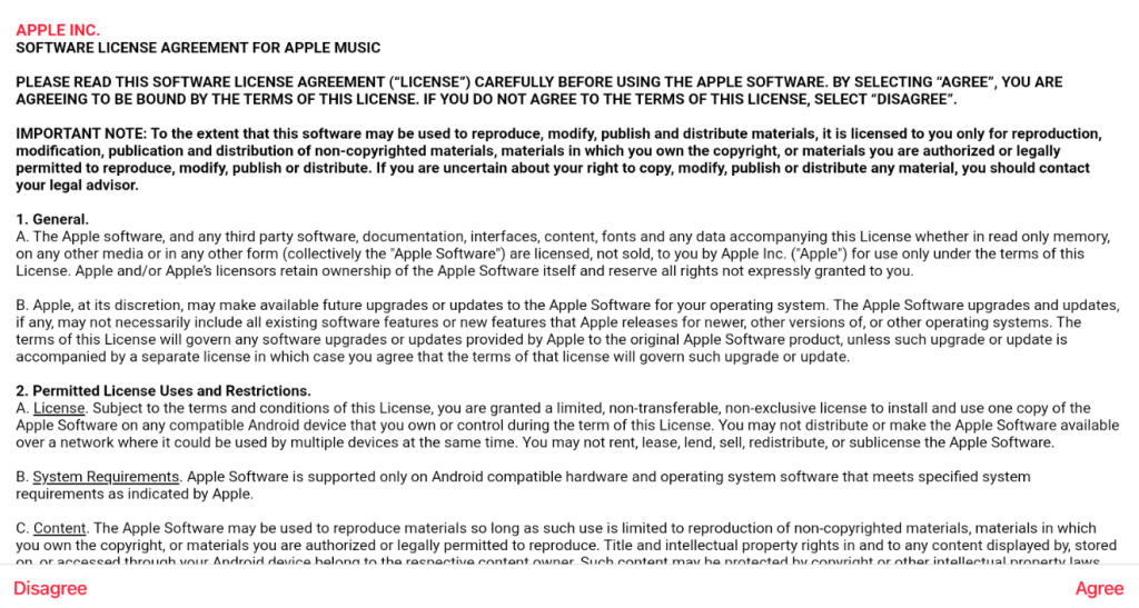 Tap the Agree option to get into the Apple Music app