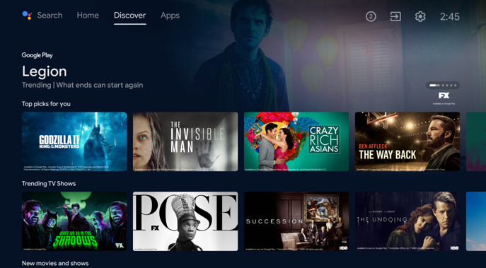 Click the Apps section on your Android TV to search for the BBC iPlayer app