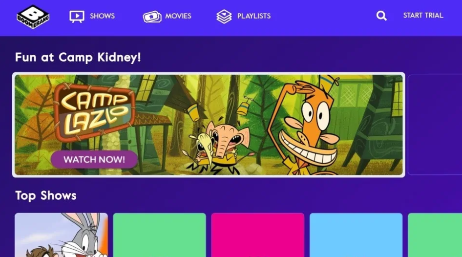 Home screen of the Boomerang app