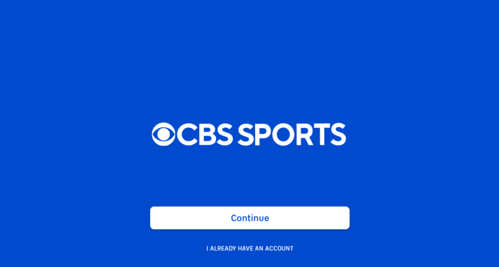 Click Continue on the CBS Sports welcome page