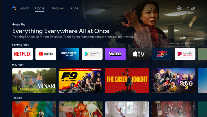 Click the Apps tab on Android TV home screen and search for the Dailymotion app