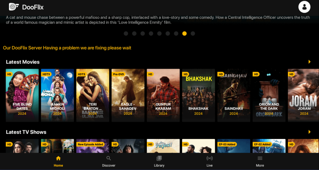 Dooflix APK- Home page