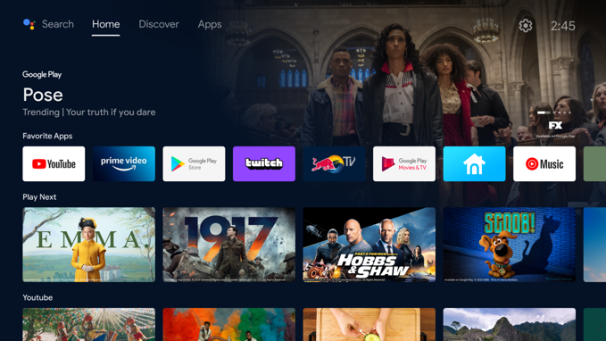 Select the Apps option on Android TV home screen