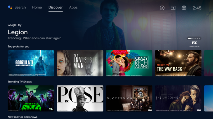 Choose the Apps section on your Android TV