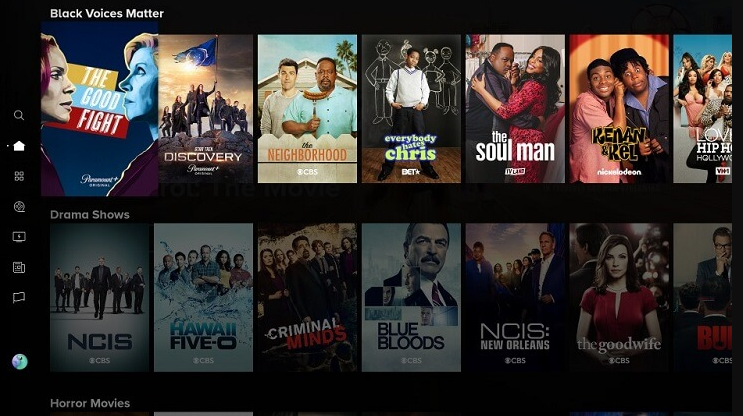 Home screen of the Paramount Plus app