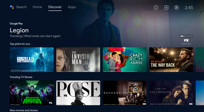 Choose the Apps option on Android TV home screen