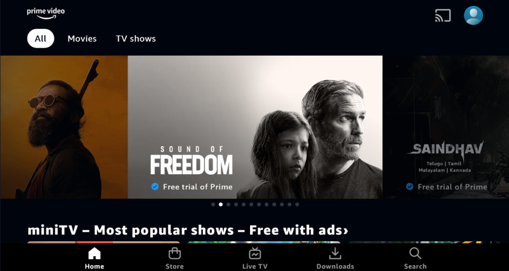 Prime Video home page