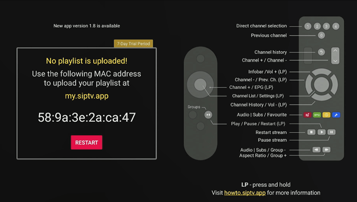 Note the MAC Address in the Smart IPTV app