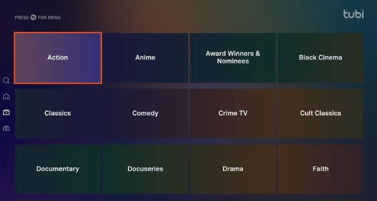 Tubi Categories Section