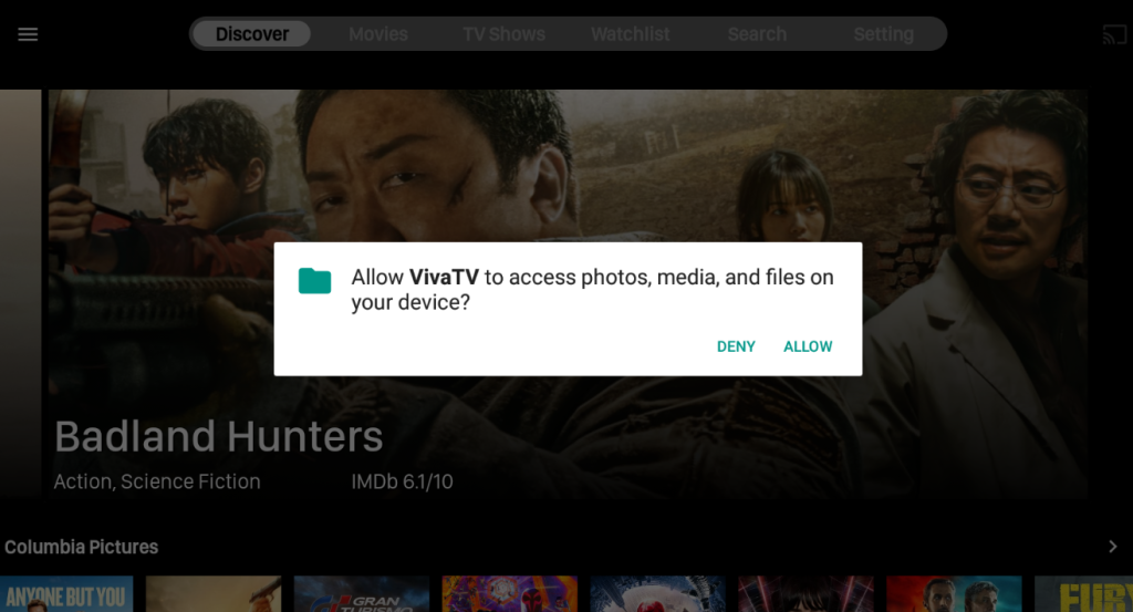 Hit the Allow option on the Viva TV welcome page