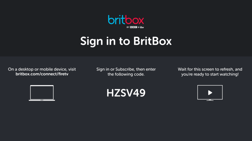 Click Sign In in the Britbox app