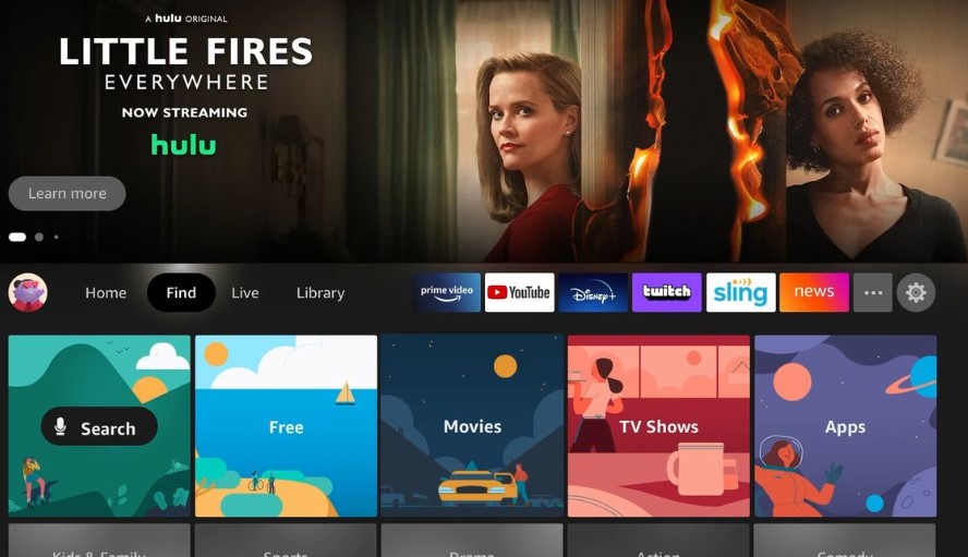 Click Find on Firestick Homescreen