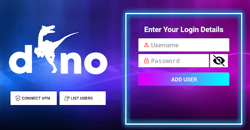 Dino IPTV APK- Login page