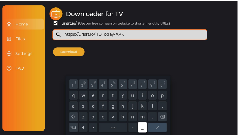 HDToday APK- Enter the URL