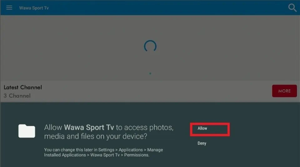 Wawa Sport TV APK-click-on-allow