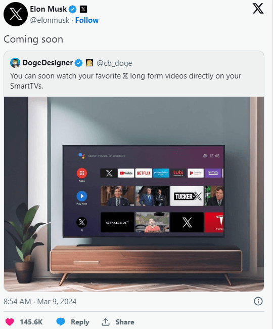 X  Video App on Fire TV - tweet